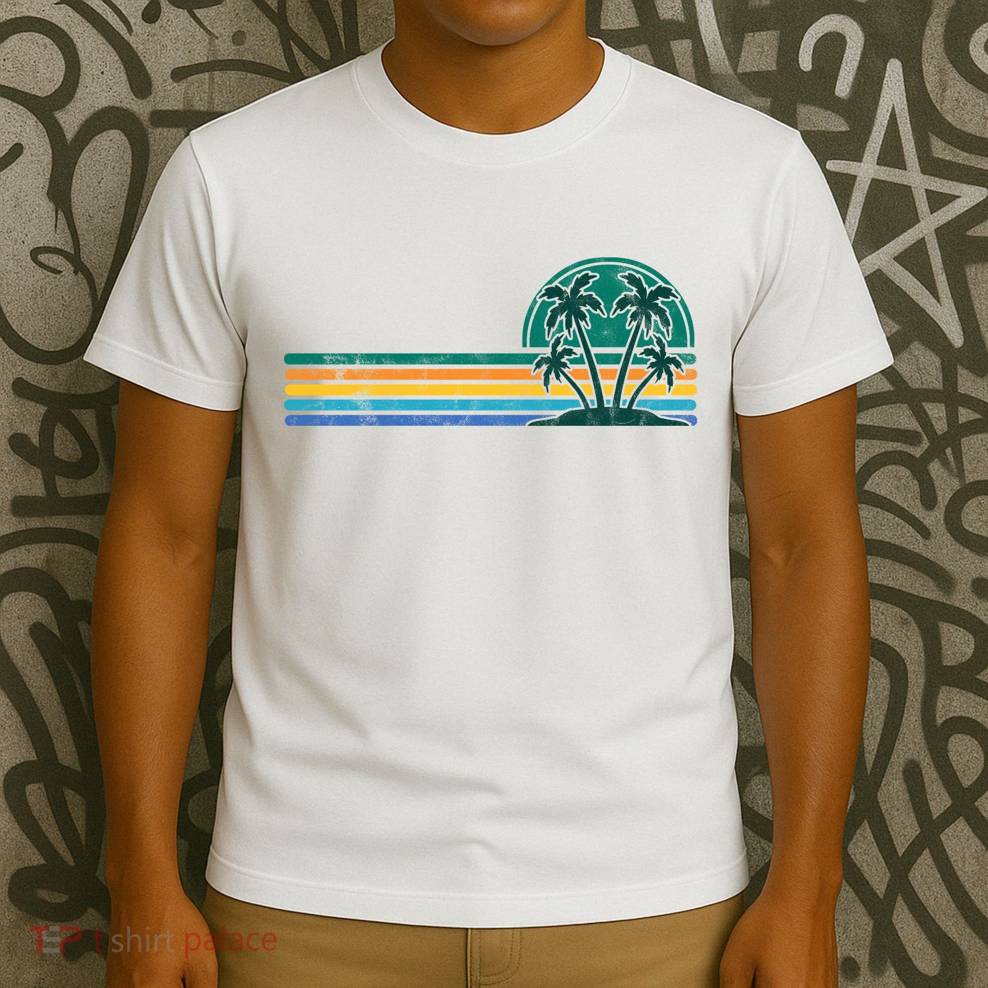 Palm Trees Retro Beach Summer T-Shirt