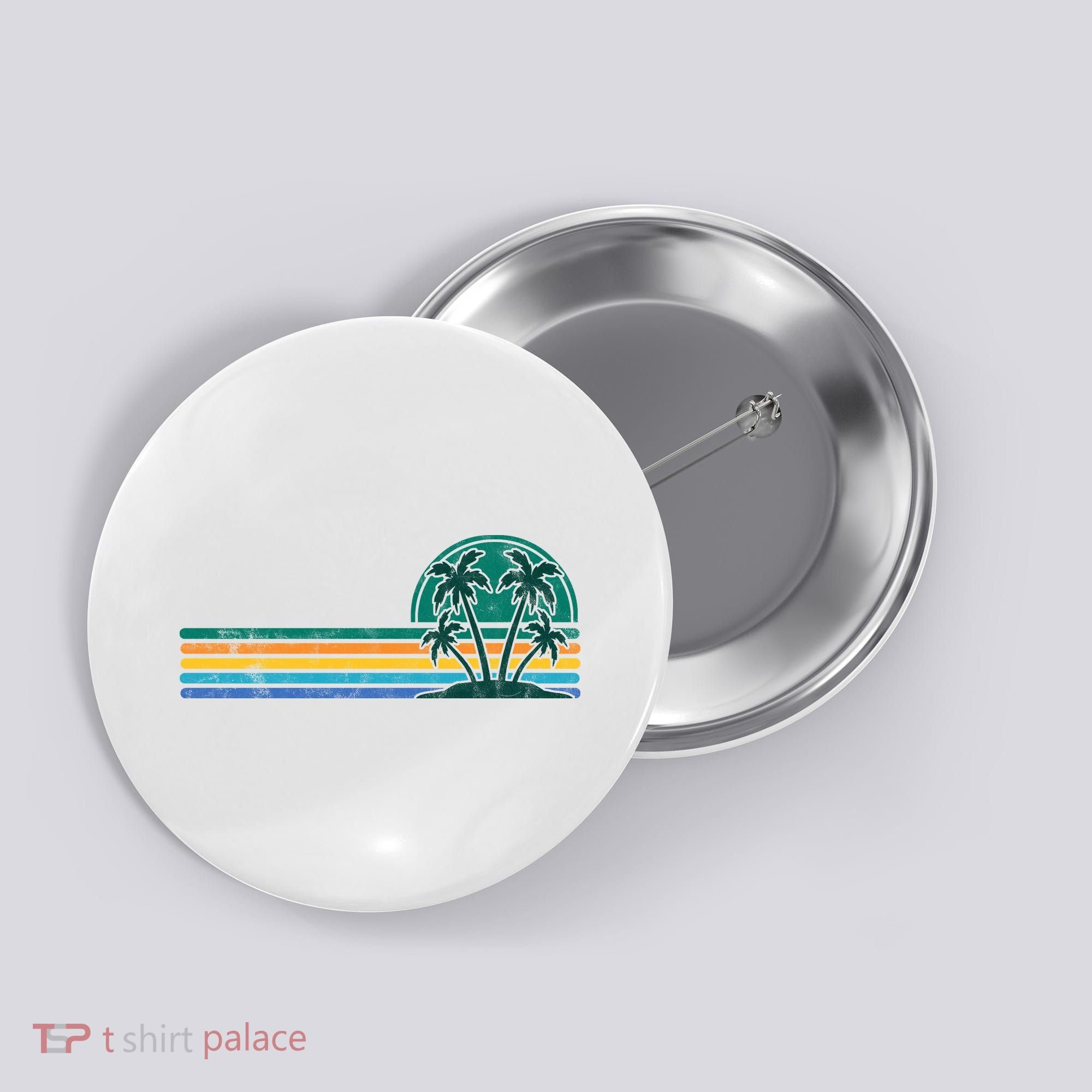 Palm Trees Retro Beach Summer Button