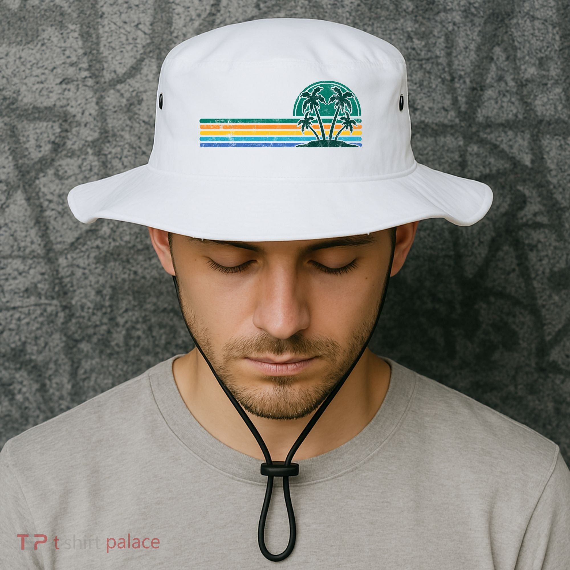 Palm Trees Retro Beach Summer Bucket Hat