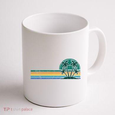 Palm Trees Retro Beach Summer Coffee Mug back