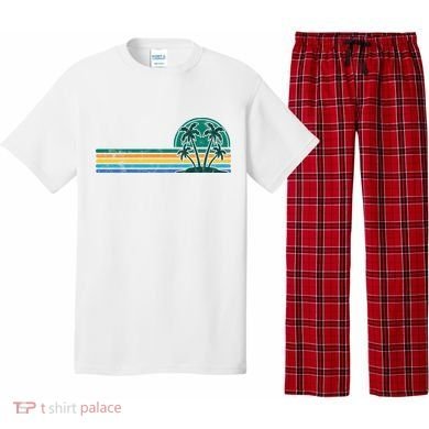 Palm Trees Retro Beach Summer Pajama Set