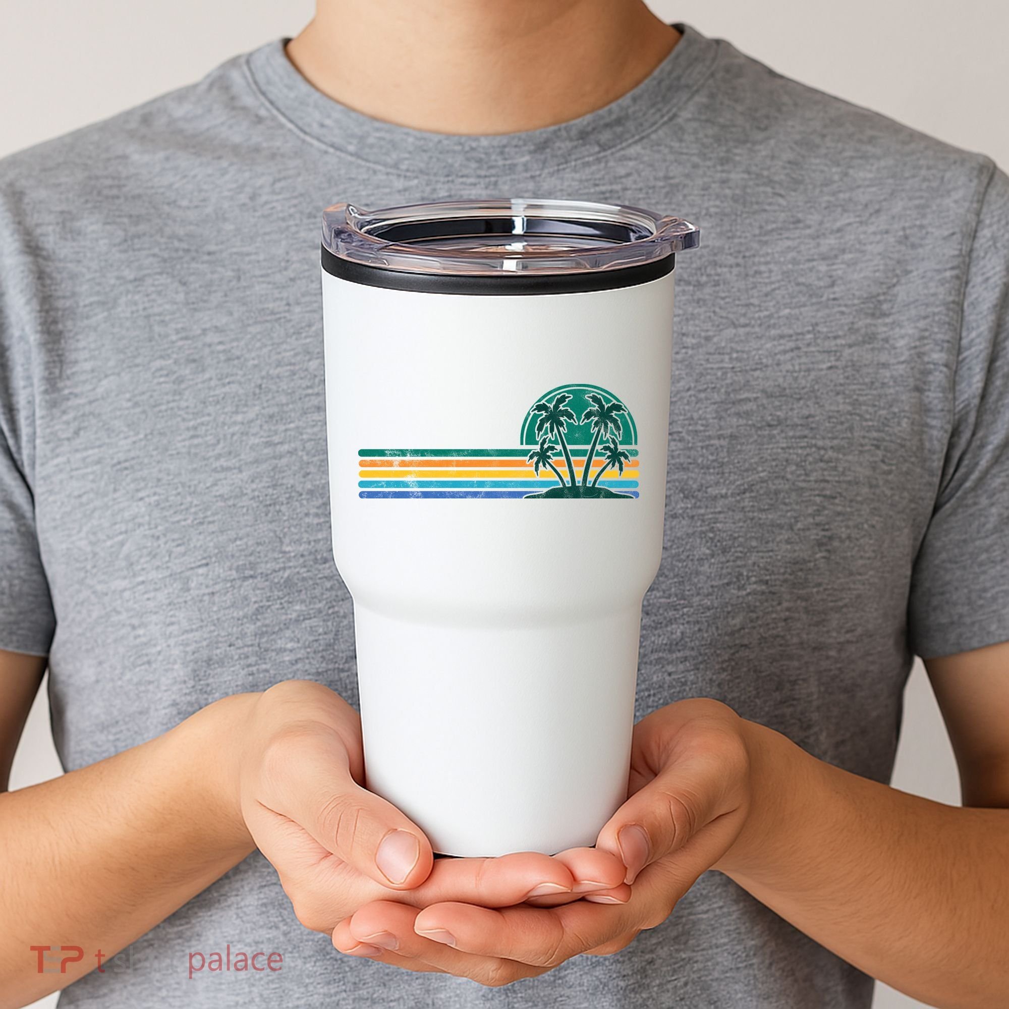 Palm Trees Retro Beach Summer Tumbler