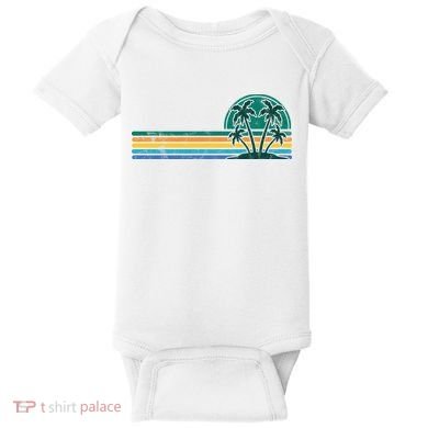 Palm Trees Retro Beach Summer Baby Bodysuit