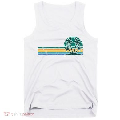 Palm Trees Retro Beach Summer Tank Top