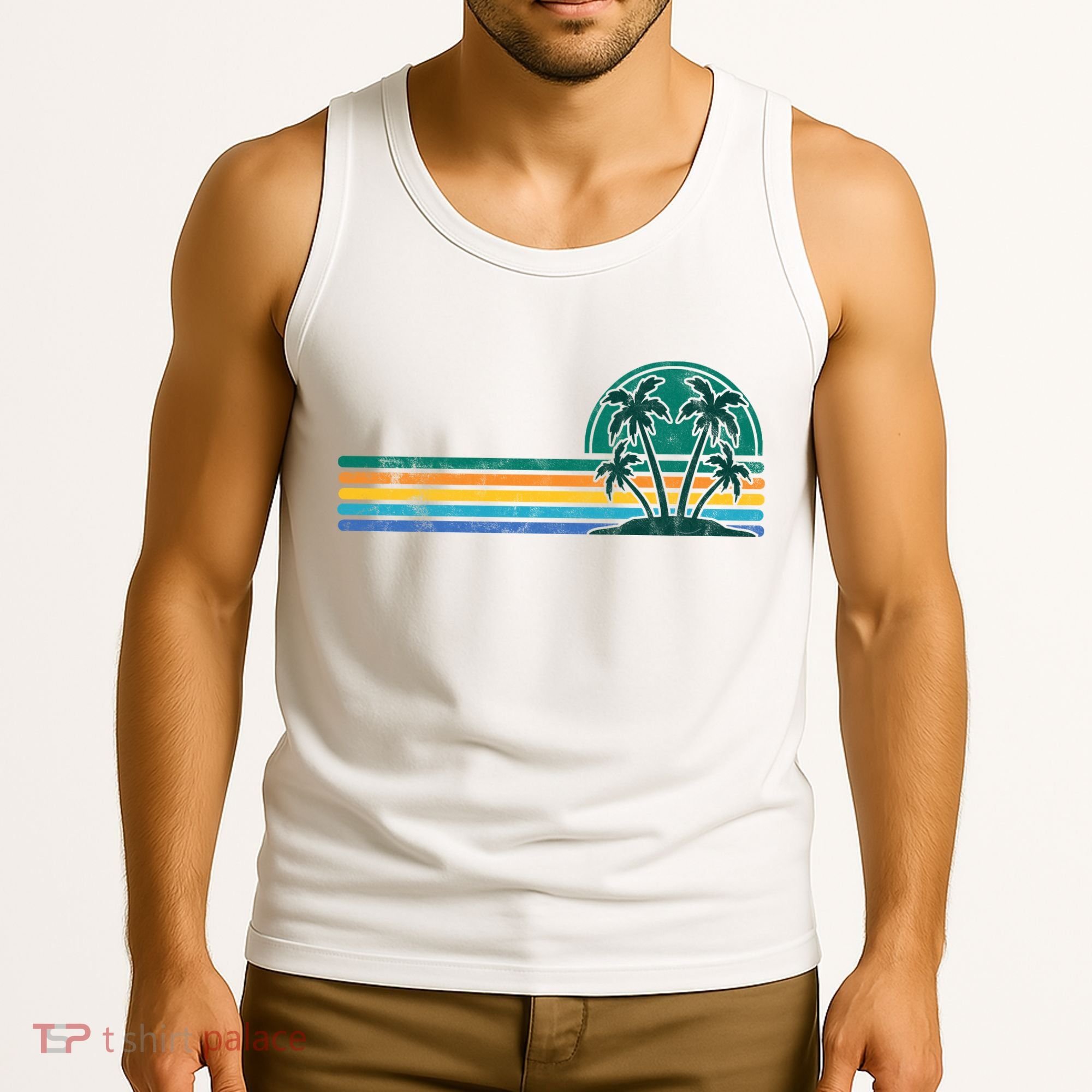 Palm Trees Retro Beach Summer Tank Top