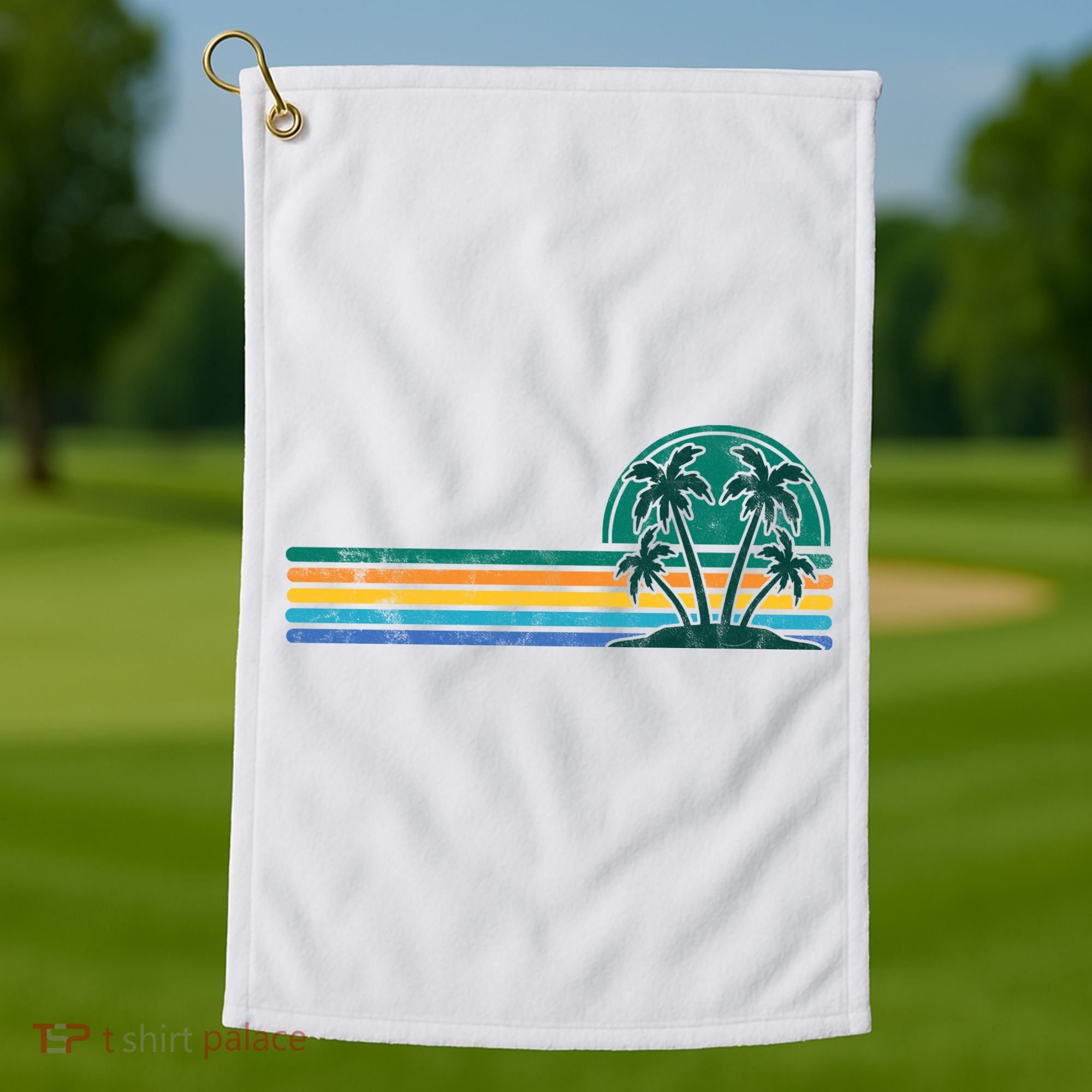 Palm Trees Retro Beach Summer Golf Towel