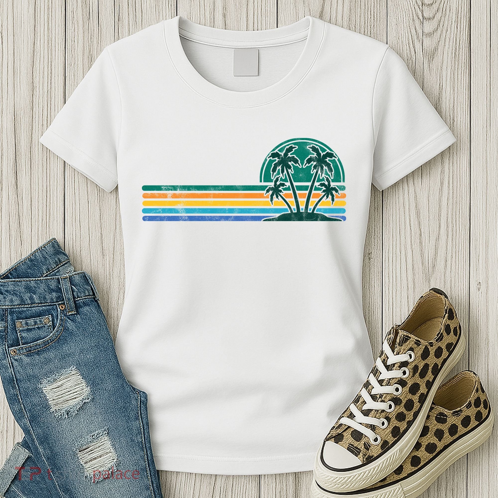 Palm Trees Retro Beach Summer Women's T-Shirt