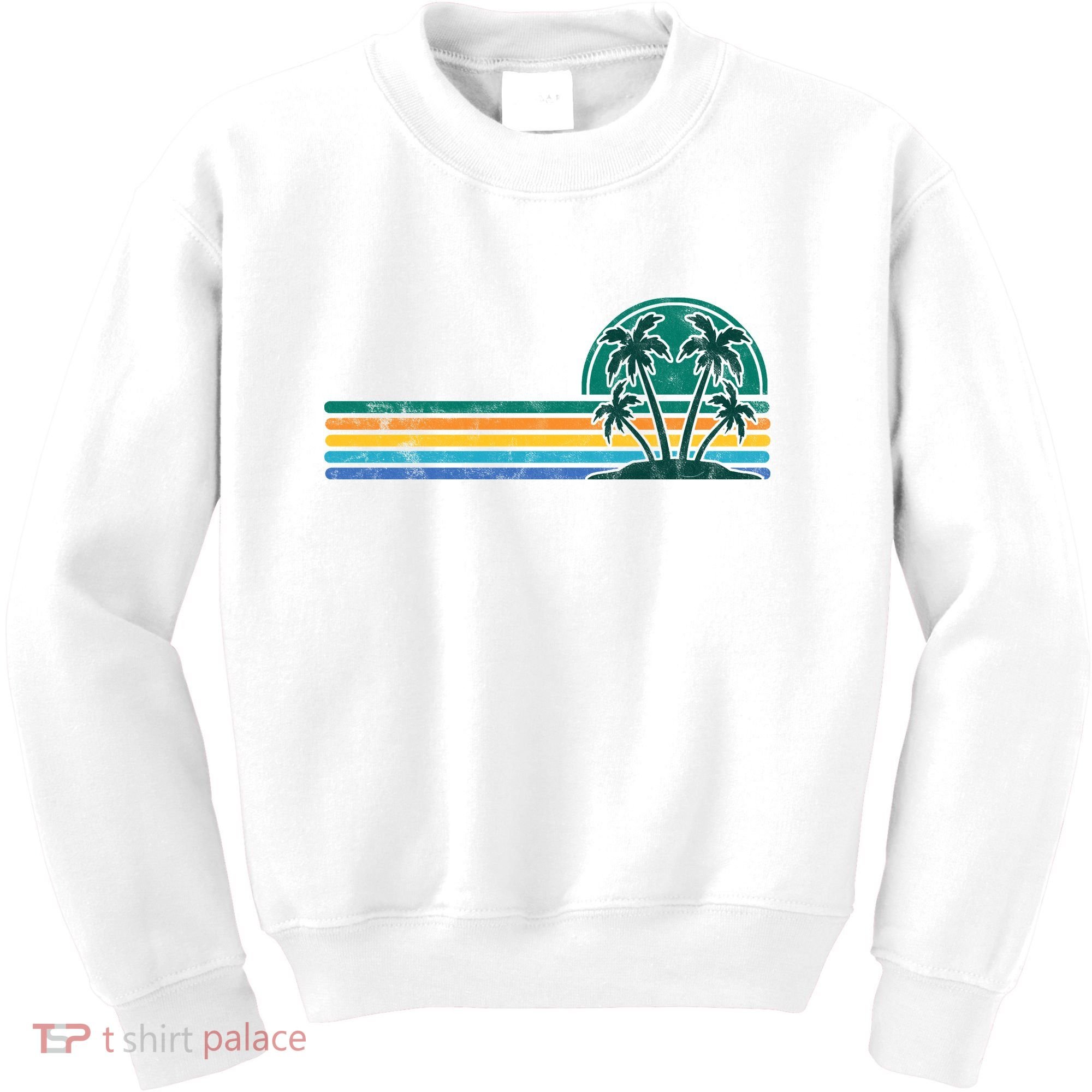 Palm Trees Retro Beach Summer Kids Sweatshirt