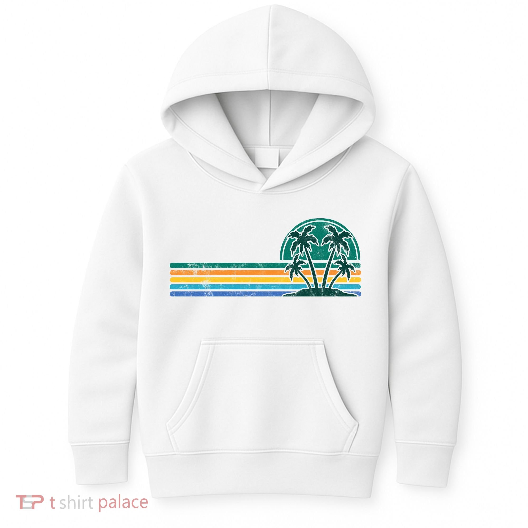 Palm Trees Retro Beach Summer Kids Hoodie