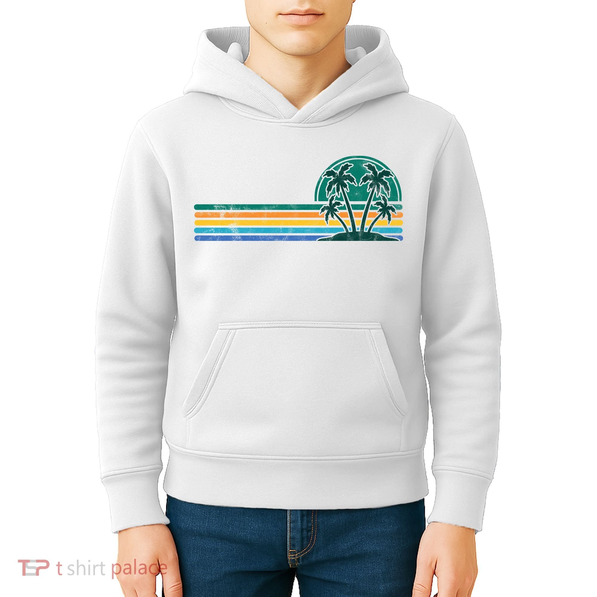 Palm Trees Retro Beach Summer Kids Hoodie
