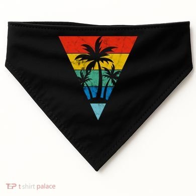 Palm Trees Retro Triangle Sunset USA-Made Doggie Bandana