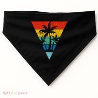 Palm Trees Retro Triangle Sunset USA-Made Doggie Bandana thumb 0