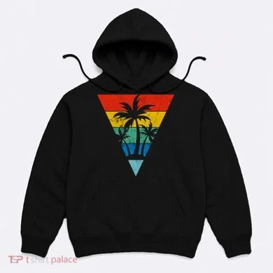 Palm Trees Retro Triangle Sunset Hoodie