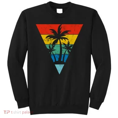 Palm Trees Retro Triangle Sunset Sweatshirt