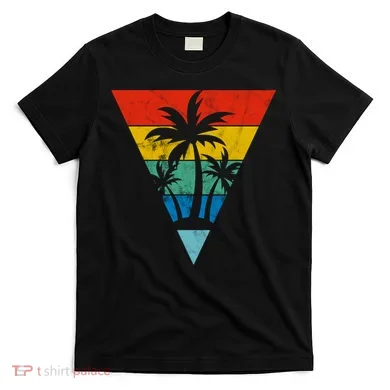 Palm Trees Retro Triangle Sunset T-Shirt