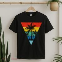 Palm Trees Retro Triangle Sunset T-Shirt thumb 2