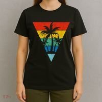 Palm Trees Retro Triangle Sunset T-Shirt thumb 4