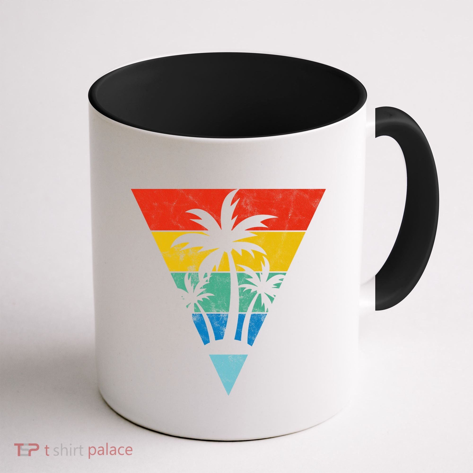 Palm Trees Retro Triangle Sunset Coffee Mug
