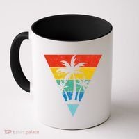 Palm Trees Retro Triangle Sunset Coffee Mug thumb 0