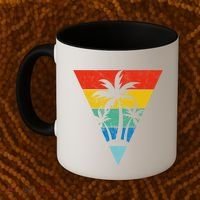 Palm Trees Retro Triangle Sunset Coffee Mug thumb 2
