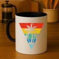 Palm Trees Retro Triangle Sunset Coffee Mug thumb 4