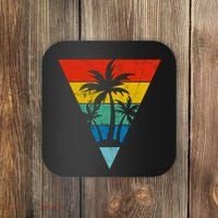Palm Trees Retro Triangle Sunset Coaster thumb 0