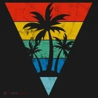 Palm Trees Retro Triangle Sunset Polo thumb 3