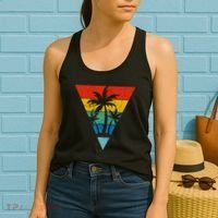 Palm Trees Retro Triangle Sunset Women's Tank Top thumb 2