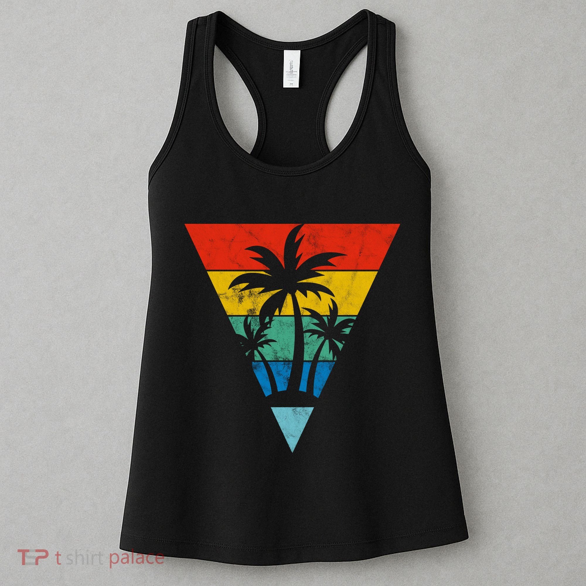 Palm Trees Retro Triangle Sunset Women's Tank Top