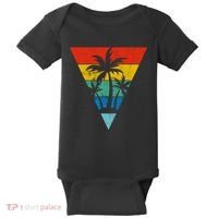 Palm Trees Retro Triangle Sunset Baby Bodysuit thumb 0