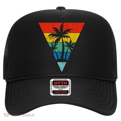 Palm Trees Retro Triangle Sunset Hat