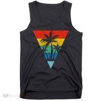 Palm Trees Retro Triangle Sunset Tank Top thumb 0