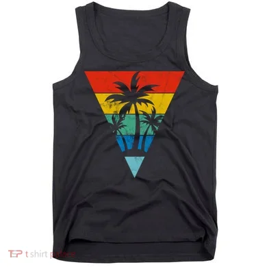 Palm Trees Retro Triangle Sunset Tank Top