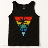 Palm Trees Retro Triangle Sunset Tank Top thumb 2