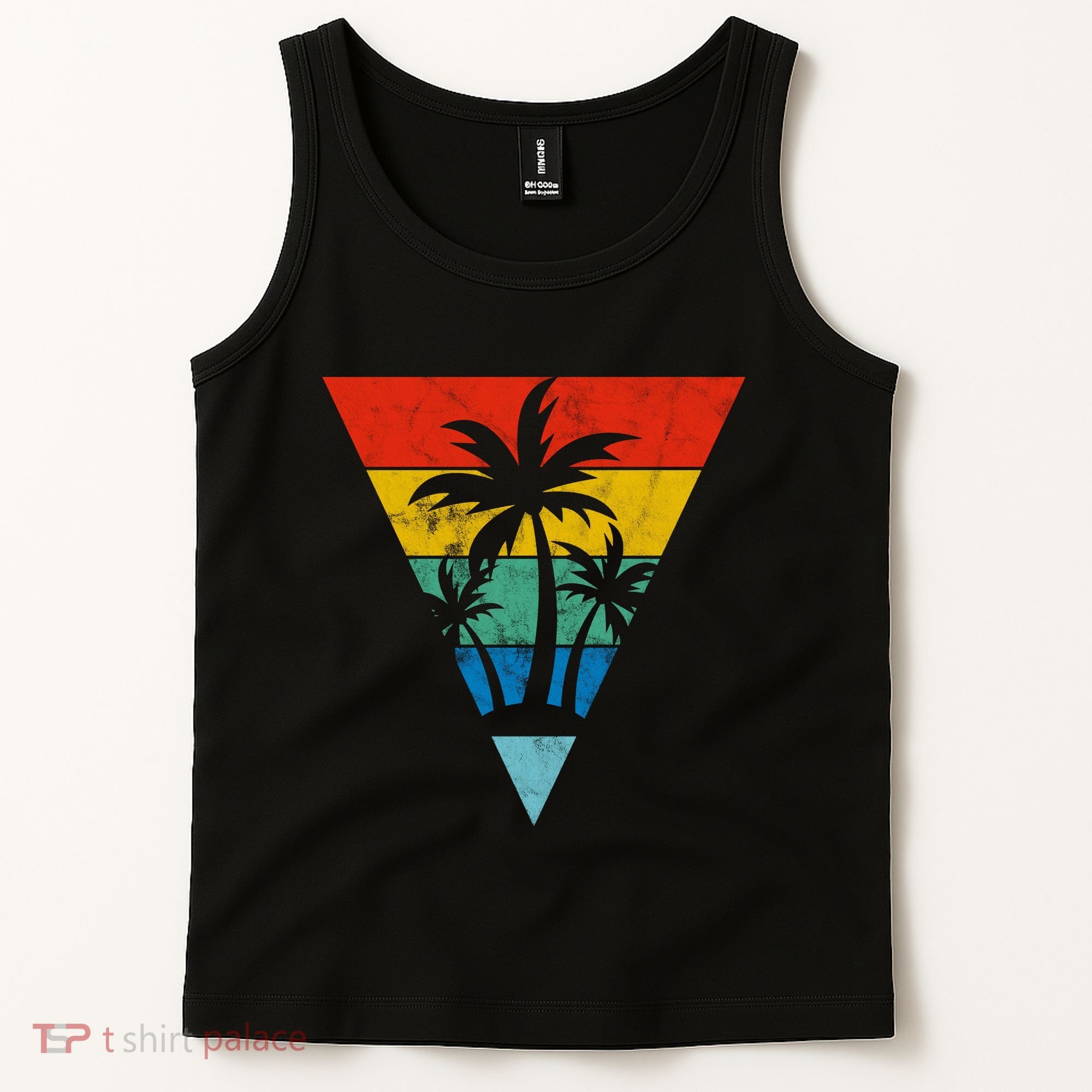 Palm Trees Retro Triangle Sunset Tank Top
