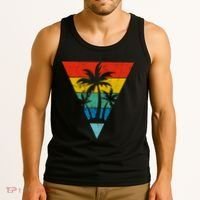 Palm Trees Retro Triangle Sunset Tank Top thumb 3