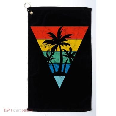 Palm Trees Retro Triangle Sunset Golf Towel