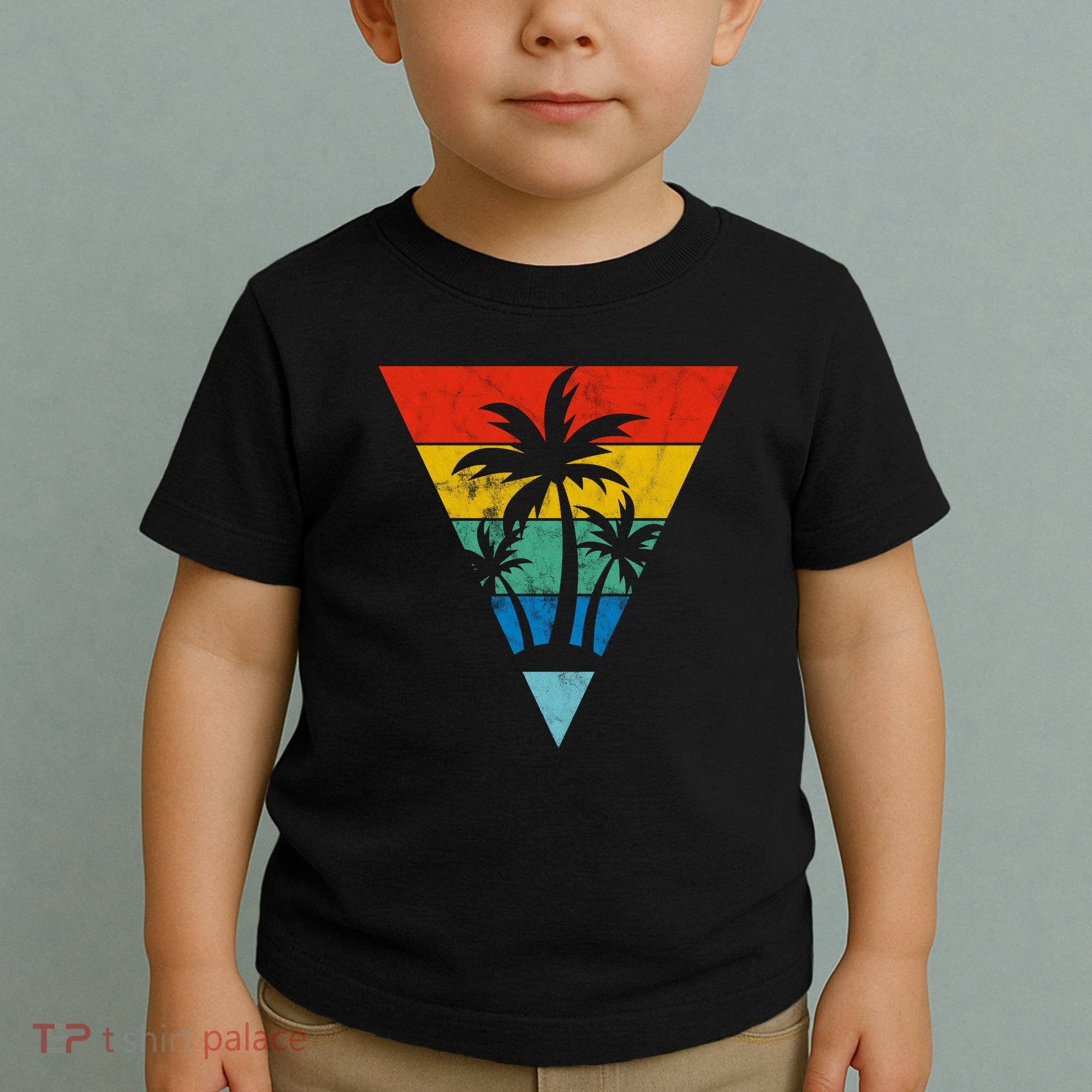 Palm Trees Retro Triangle Sunset Toddler T-Shirt