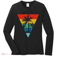 Palm Trees Retro Triangle Sunset Women's Long Sleeve Shirt thumb 0