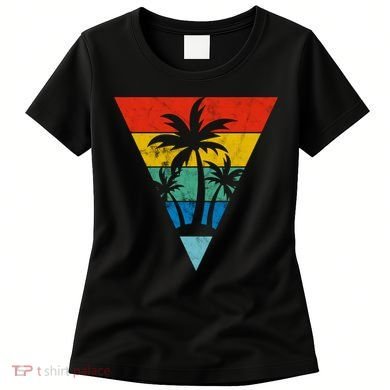 Palm Trees Retro Triangle Sunset Women's T-Shirt