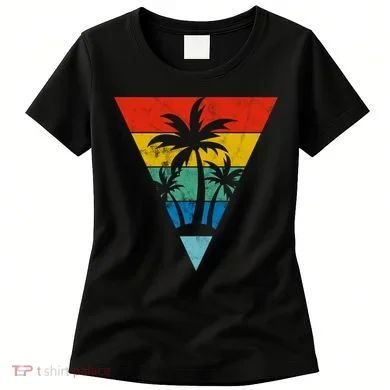 Palm Trees Retro Triangle Sunset Women's T-Shirt