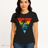 Palm Trees Retro Triangle Sunset Women's T-Shirt thumb 4