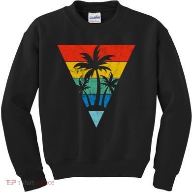 Palm Trees Retro Triangle Sunset Kids Sweatshirt