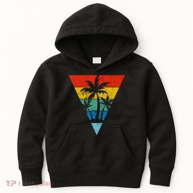 Palm Trees Retro Triangle Sunset Kids Hoodie