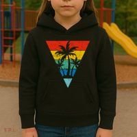 Palm Trees Retro Triangle Sunset Kids Hoodie thumb 3
