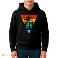 Palm Trees Retro Triangle Sunset Kids Hoodie thumb 4