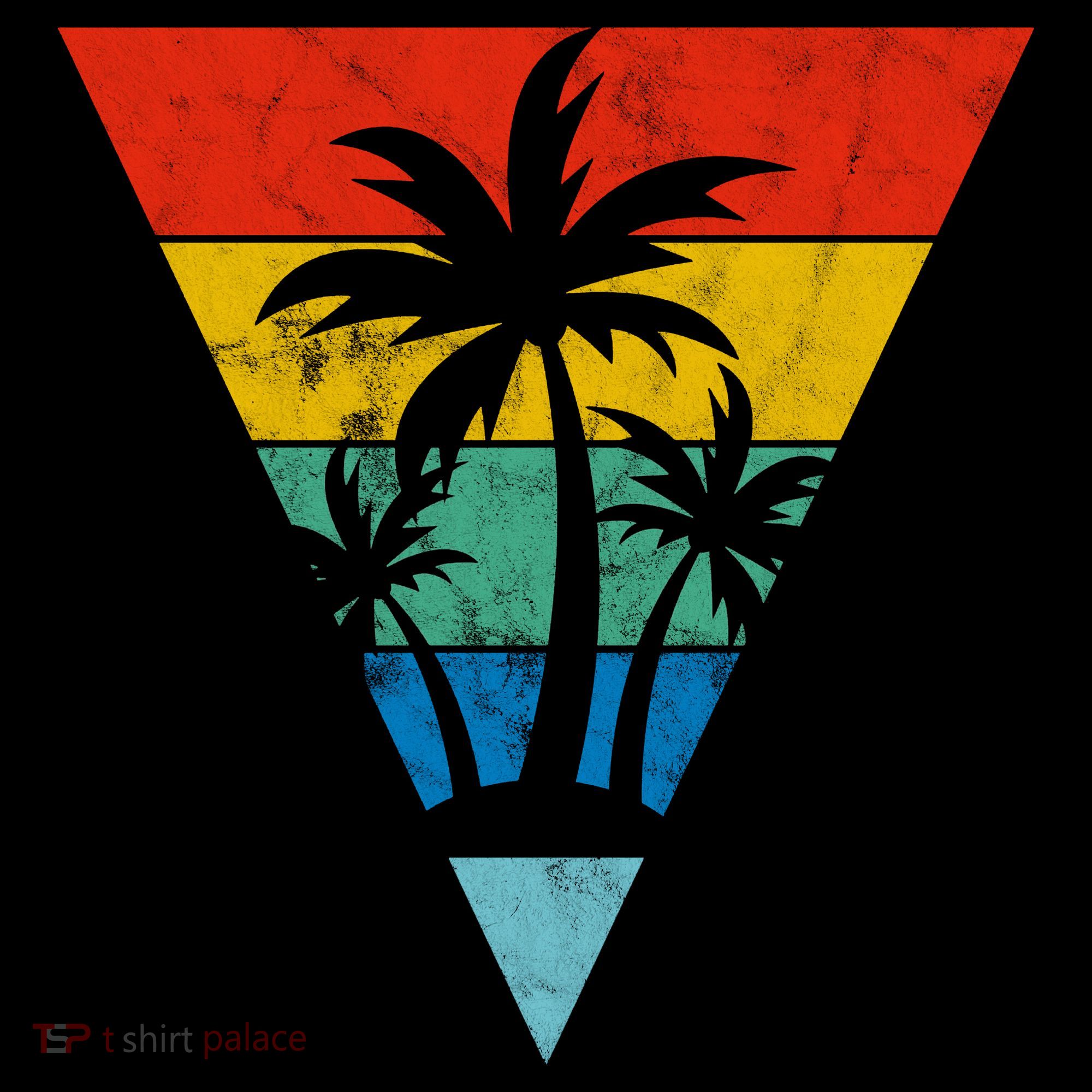Palm Trees Retro Triangle Sunset Kids Hoodie