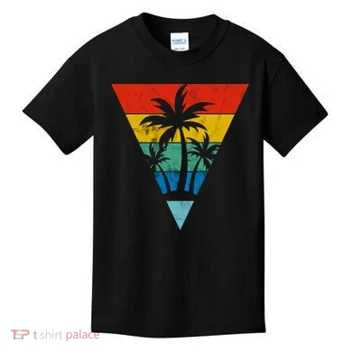 Palm Trees Retro Triangle Sunset Kids T-Shirt
