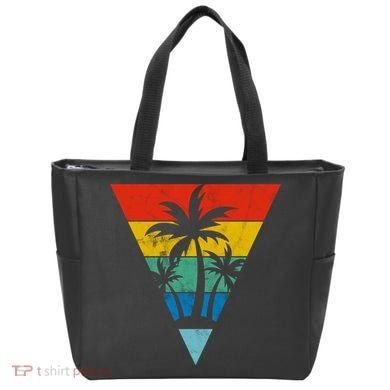 Palm Trees Retro Triangle Sunset Tote Bag
