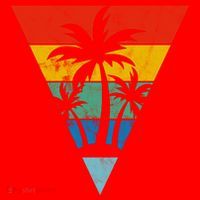 Palm Trees Retro Triangle Sunset Santa Hat thumb 1